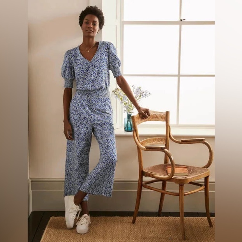 Boden Blue Floral Jumpsuit